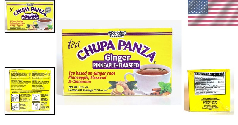 30 Count Chupa Panza Tea - Natural Ginger Flaxseed Detox for Weight Management gallery