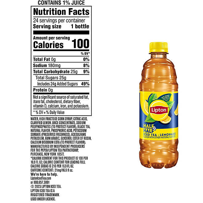 Lipton Half & Half Iced Tea & Lemonade (16.9 oz., 24 pk.) gallery