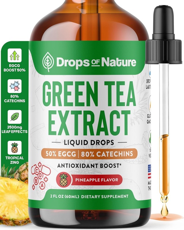 Green Tea 10:1 Extract 50% EGCG – Green Tea Liquid Drops – Vegan, 4X More Powerf
