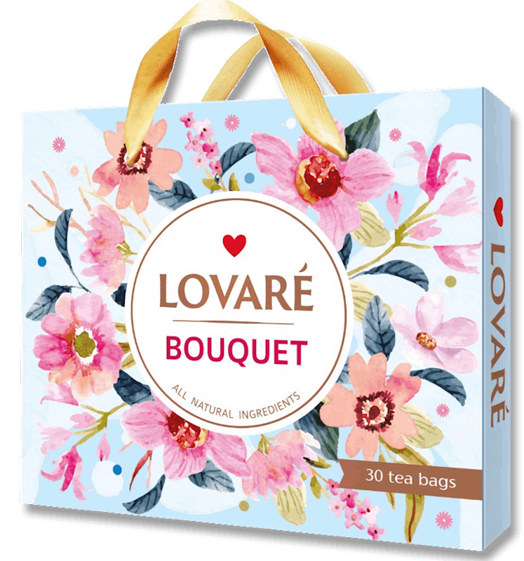 LOVARE Tea Gift Set Black & Green Tea 30 Tea Bags, 6 Flavors Tea Gift box