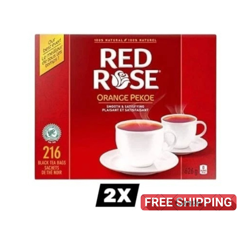 2 x Red Rose Orange Pekoe Black Tea – 216 Bags, 626g – FREE SHIPPING