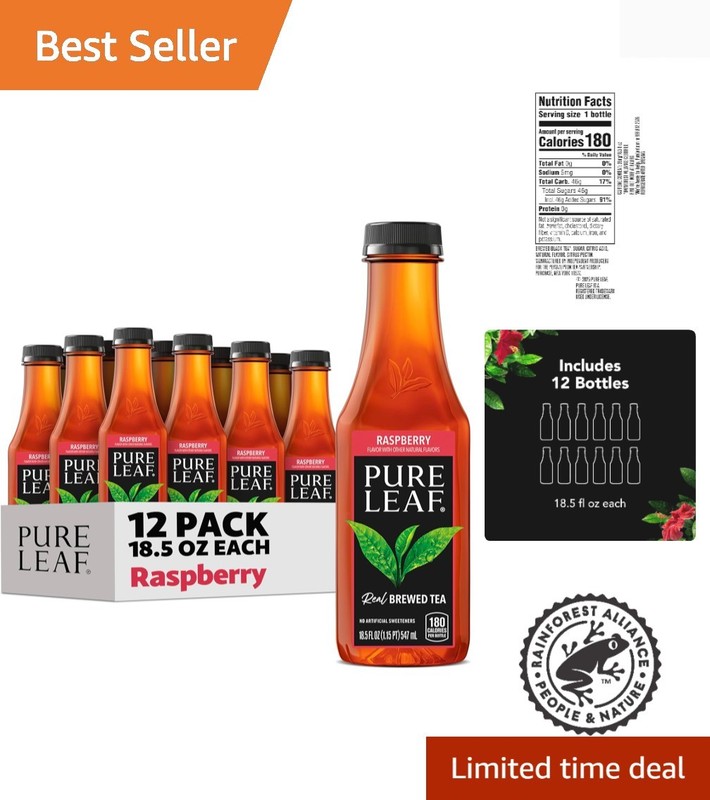 Iced Tea, Raspberry, Real Brewed Tea, 18.5 Fl Oz Bottles Pack of 12