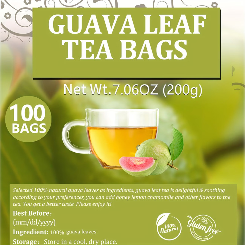 Natural Tea 100% Guava Leaves No Additives No Caffeine 2g x100 Bags Premium Leaf gallery