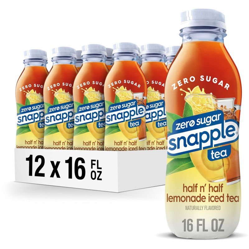 Snapple Zero Sugar Half ‘n Half Tea, 16 fl oz recycled plastic bottle, Pack o…