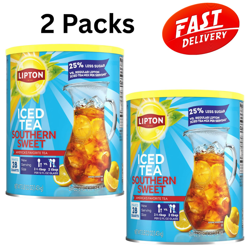 Lipton Reduced Sugar Southern Sweet Iced Tea Mix, 28 Quarts (2 Pack)