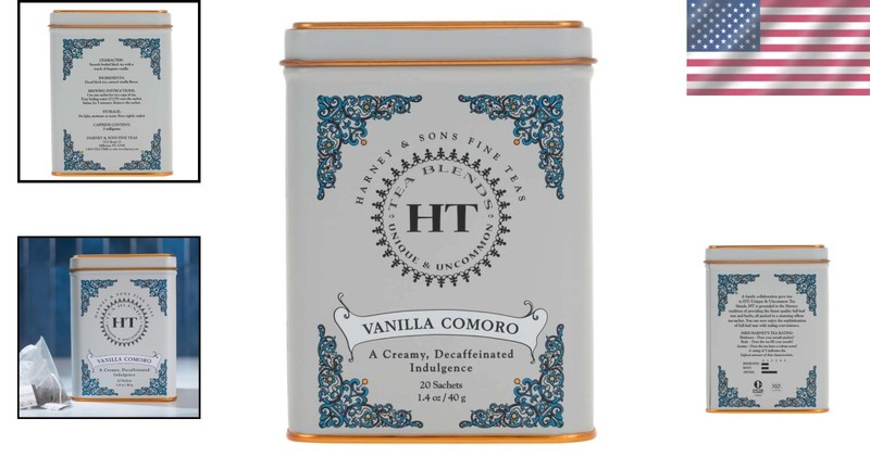 20 Count Vanilla Comoro Decaf Tea Sachets - Stress Relief & Everyday Enjoyment gallery