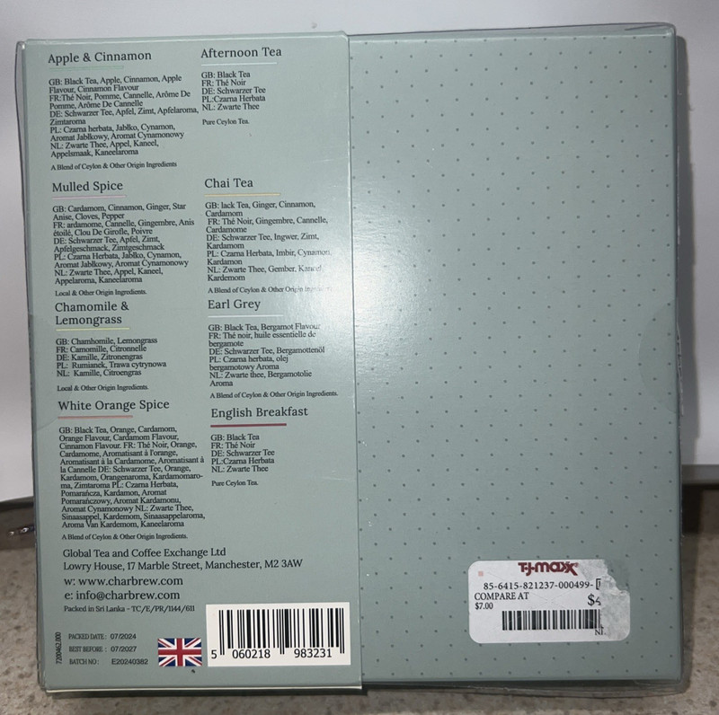 Charbrew Tea Gift Set - 16 Individual Cup Brews (2 Each of 8 Flavors) SEALED NEW gallery