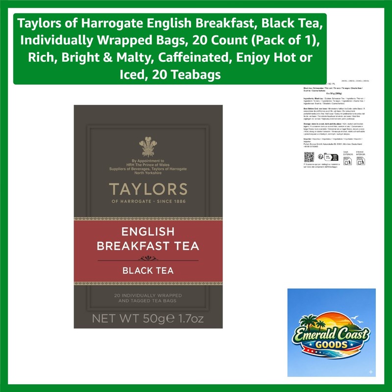 Versatile 20 Count English Breakfast Tea – Enjoy Hot or Iced, Full-Bodied Flavor
