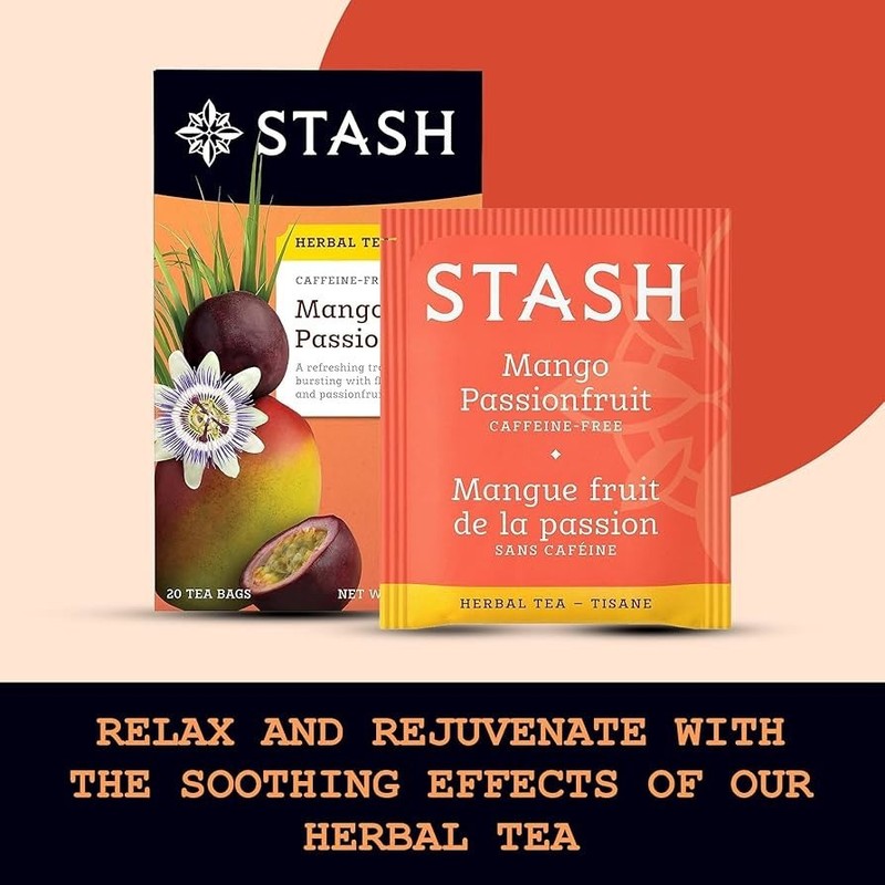 Stash Tea Mango Passionfruit Caffeine-Free Herbal Tea Bags - 20 Count gallery