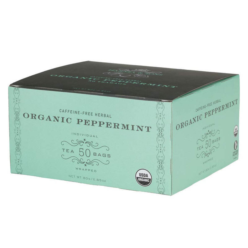 Harney & Sons Organic Peppermint Tea, Caffeine-Free Herbal 1.76oz/50g (50 Bags)