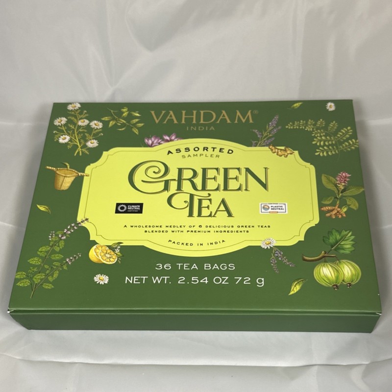 Vahdam Assorted Sampler Green Tea 36 Bags Mint Lemon Ginger Chamomile Citrus
