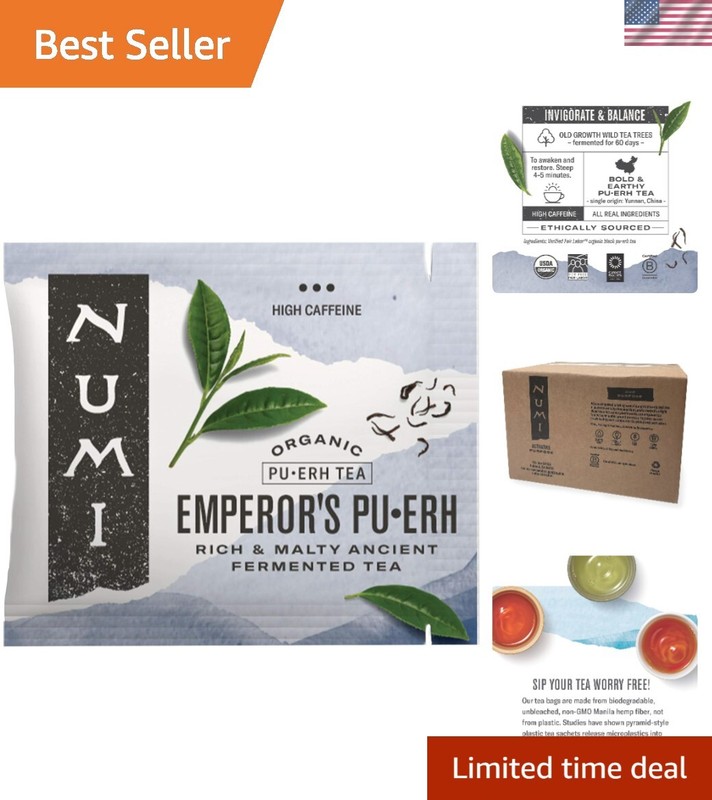 Organic Emperor’s Pu-erh Tea, 100 Tea Bags, Aged Fermented Yunnan Black Tea, …