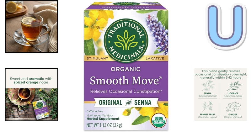 Organic Smooth Move Laxative Tea - Chamomile Flavor, 16 Bags for Gentle Relief gallery
