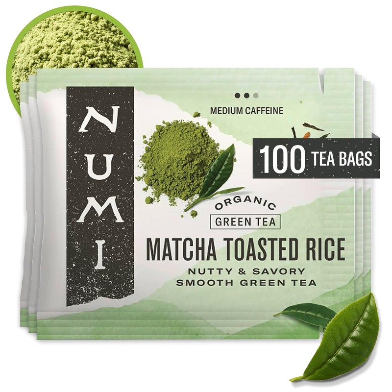 Organic Matcha Toasted Rice Tea, 100 Matcha Tea Bags, Flavorful Green Tea