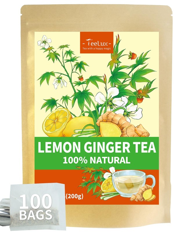 Lemon Ginger Herbal Tea, Refreshing Lemon with Spicy Ginger Root & Zesty Lemo…