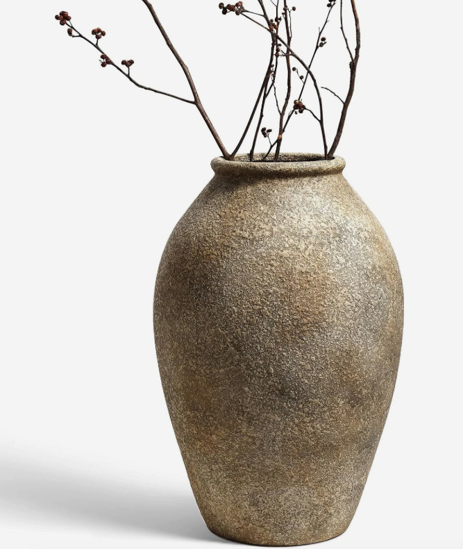 Rustic 13.2″ Ceramic Flower Vase – Tall Farmhouse Decor for Home & Living Room