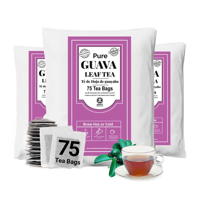 225 Guava Tea Bags, Made From 100% Pure Guava Leaves, Caffeine Free, Herbal Tea