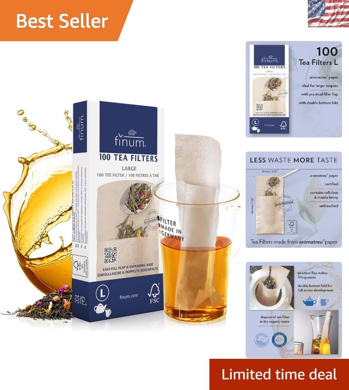 100 Count Disposable Brown Tea Filter Bags – Large, Eco-Friendly Natural Fiber