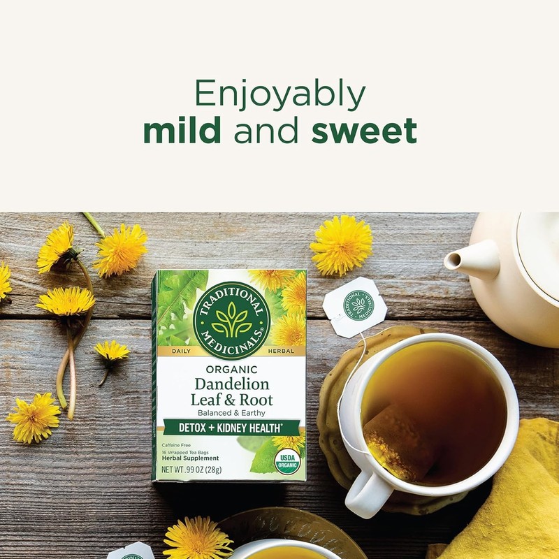 Organic Dandelion Root Tea - Caffeine-Free Herbal Detox for Digestion (16 Bags) gallery