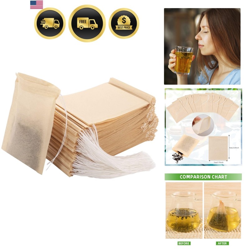 Empty Tea Bags – 300 Pcs Disposable Drawstring Unbleached Filter Bags for Loo…
