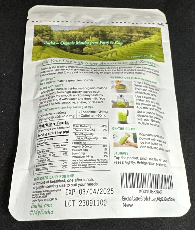 Encha Latte Grade Matcha Powder - First Harvest Pure Organic Matcha Green Tea gallery