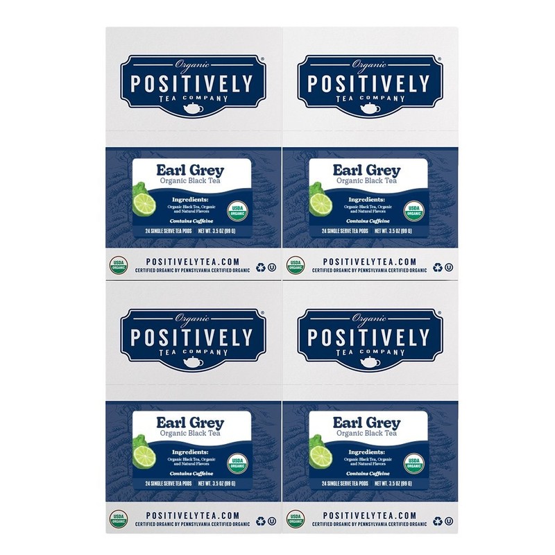 Positively Tea | Organic Traditional Earl Grey Tea | 96 Pods, Keurig Compatible