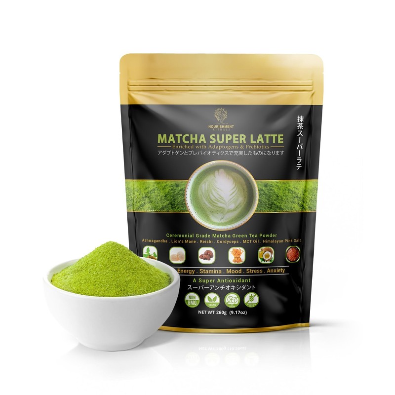 Nourishment Rituals Matcha Latte Powder – Green Tea with Adaptogens for Energ…