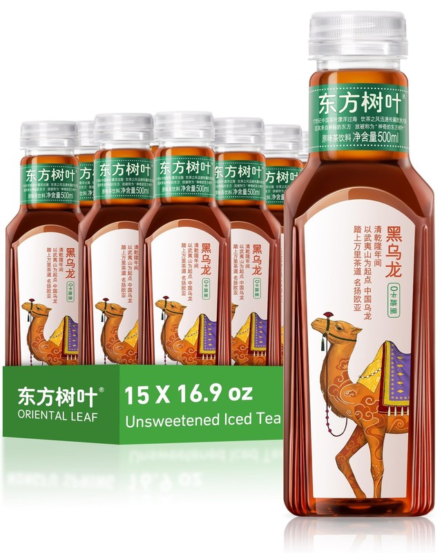 ORIENTAL LEAF Unsweetened Iced Tea – Bottled Black Oolong Tea, 16.9 FL oz bot...