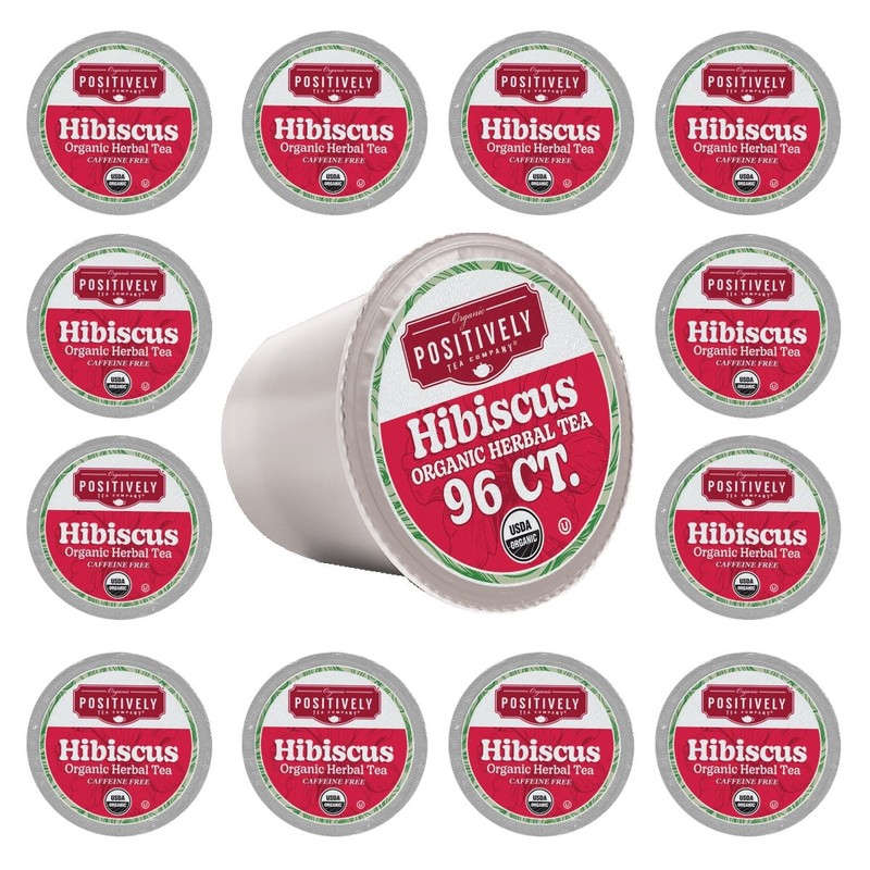 Positively Tea | Organic Hibiscus Tea | 96 Pods, Keurig Compatible