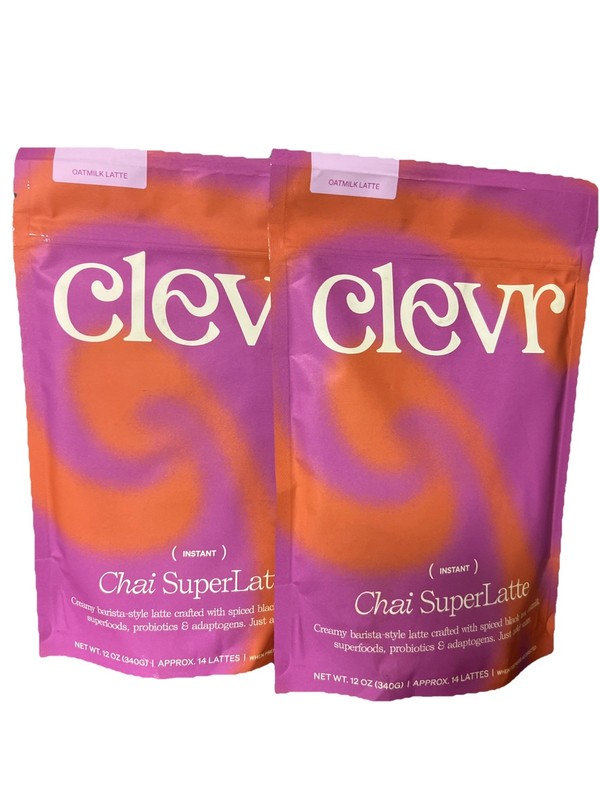 2x Clevr Blends Chai SuperLatte – Instant Oat Milk Latte with Probiotics – 12 oz