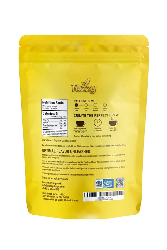 Tozzy Organic Dandelion Tea – 100 Count, PlantBased Pyramid Tea Bags – Packag... gallery