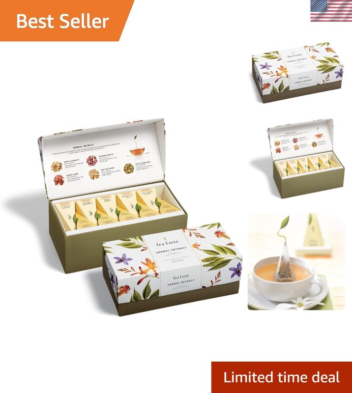 Presentation Box Tea Sampler Gift Set, 20 Assorted Variety Handcrafted Pyrami…