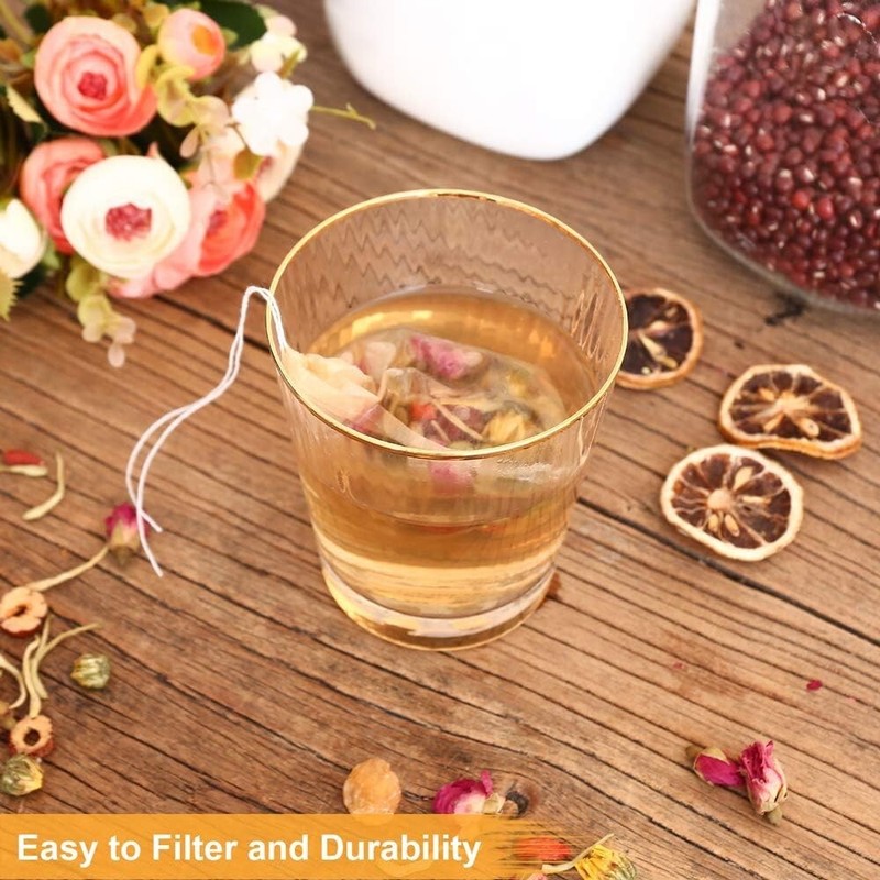 100PCS Disposable Tea Filter Bags - Natural Wood Pulp Tea Infuser for Loose Leaf gallery