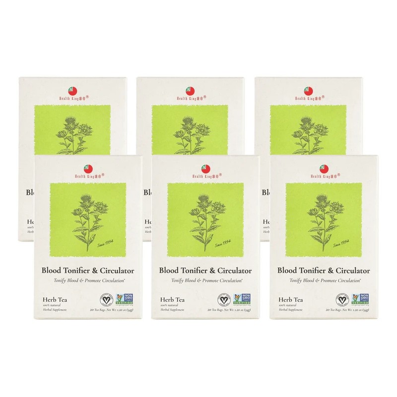 Blood Tonifier & Circulator Herb Tea by Health King (6 Boxes of 20 Teabags Each)