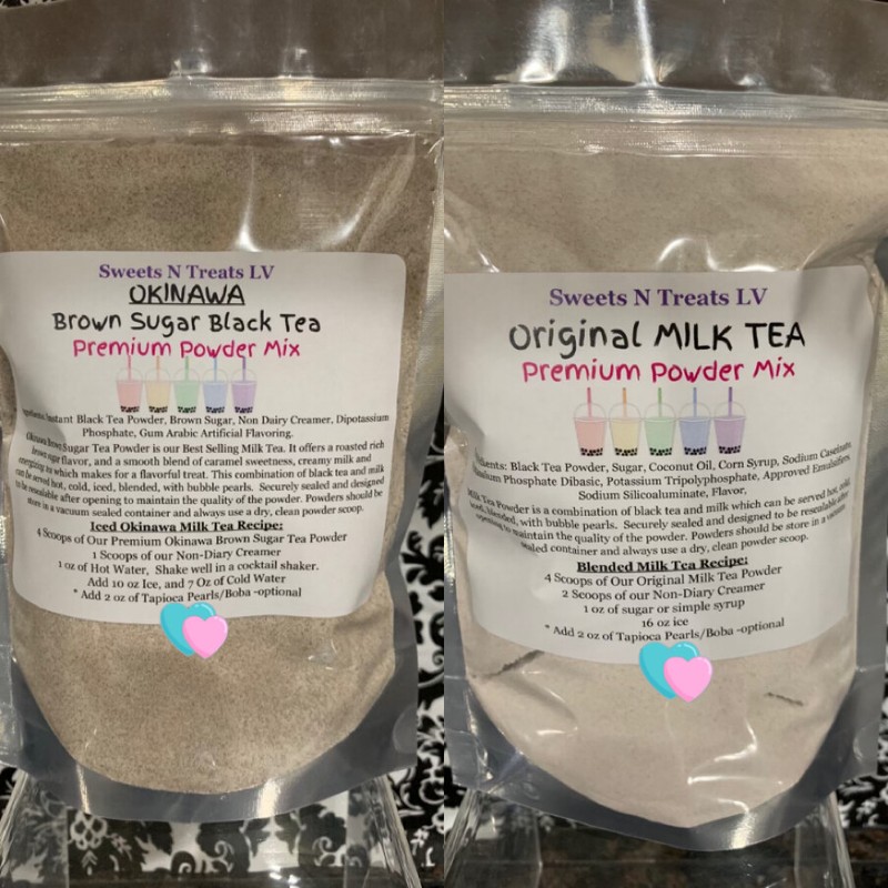 Premium OKINAWA & HOKKAIDO Powder MILK TEA Boba Bubble Tea Latte Smoothie 12 oz