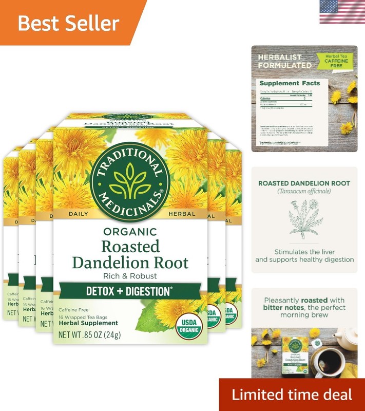 Herbalist-Approved Roasted Dandelion Root Tea – 6 Packs for Digestive Health