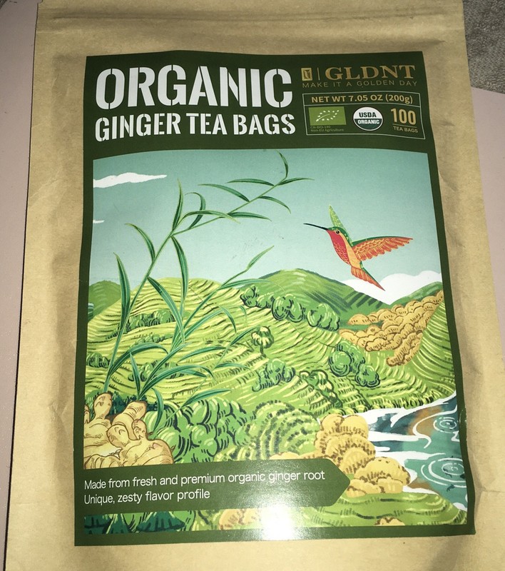 GLDNT 100 Organic Premium Ginger Root Tea Bags Fresh Unique Zesty Flavor 7.05 Oz