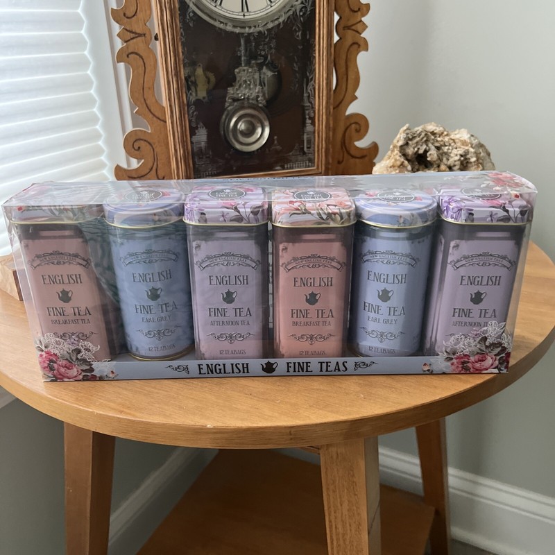 NEW English Fine Tea Gift Set, 6 Tins, 72 Teabags, BB 07/2026 EARLY CHRISTMAS
