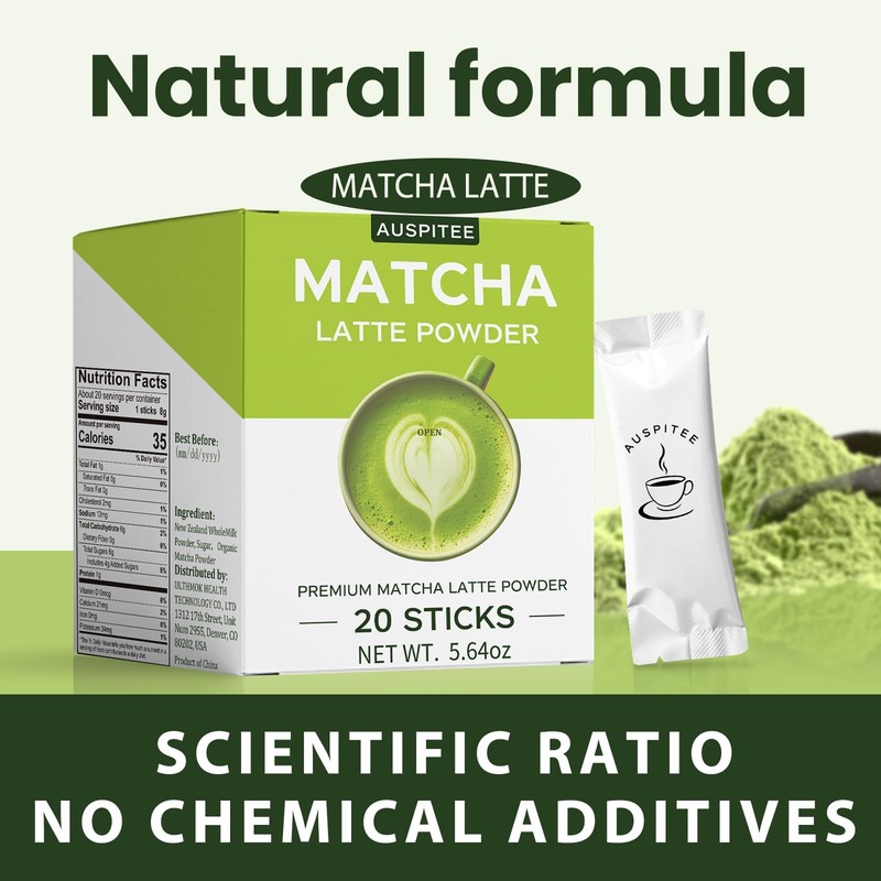 New Latte Green Tea Powder Single Pack, Premium Barista Science Blend Individual gallery