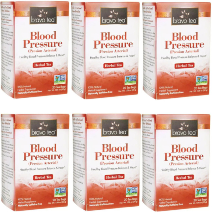 Bravo Tea Blood Pressure Herbal Tea 20 pckts Each (Pack of 6)