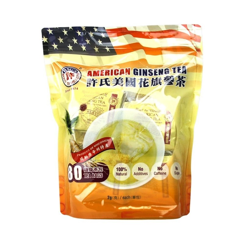 American Ginseng Tea – 80 Tea Bags, 2g Each – Herbal Wellness, Made in USA