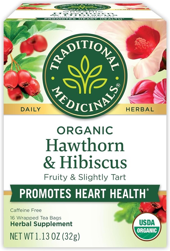 Tea, Organic Hawthorn & Hibiscus – Promotes Heart Health – Kosher, Non-GMO,