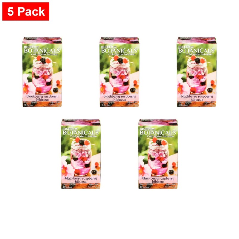 Bigelow Blackberry Raspberry Hibiscus Herbal Infusion Tea 18 ct – 5 Packs