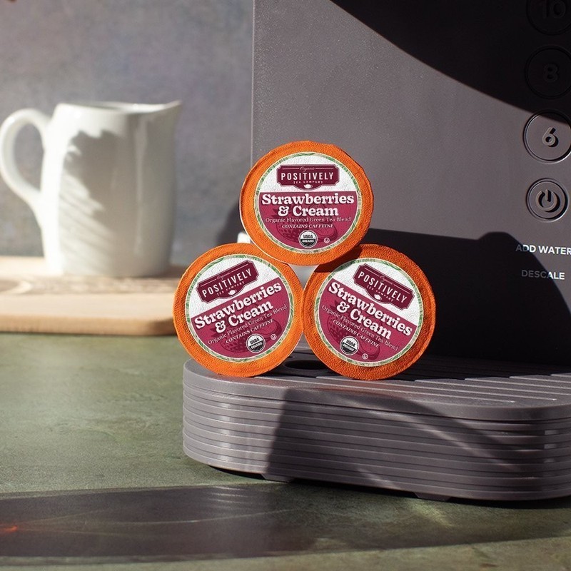Positively Tea | Organic Strawberries & Cream Tea | 96 Pods, Keurig Compatible gallery