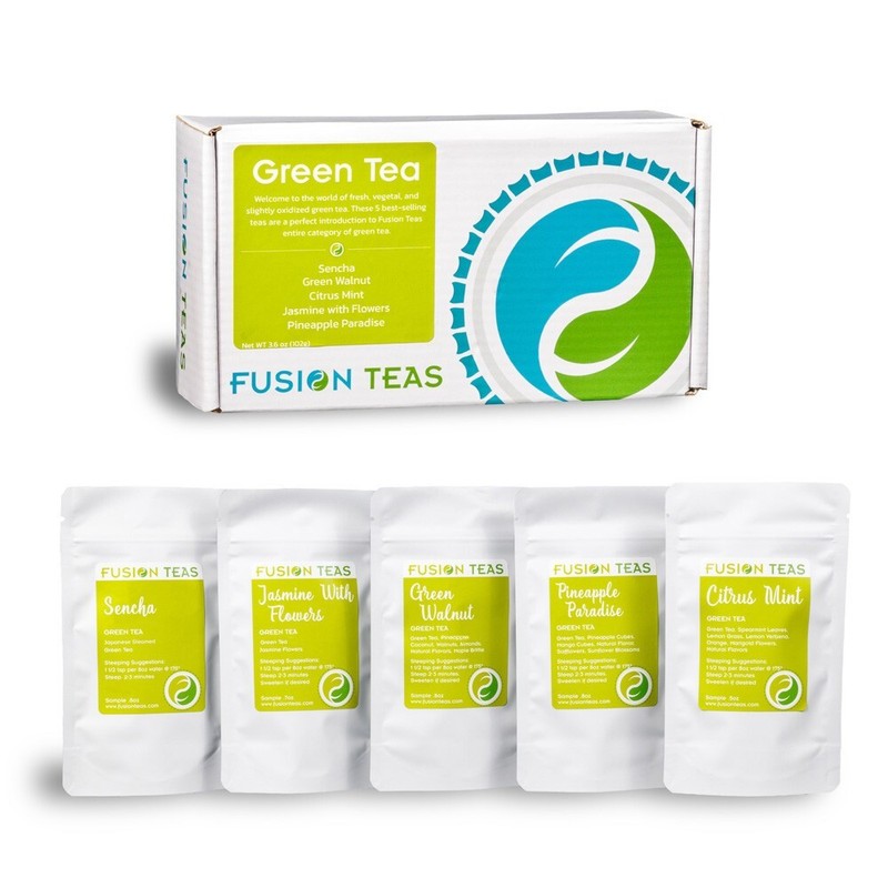 Green Tea Sampler – 5 Best Selling Loose Leaf Teas (Makes 40+ Cups) Fusion Teas