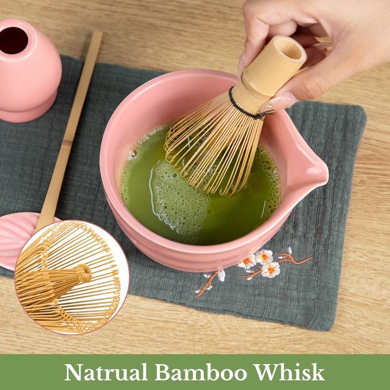 Matcha Whisk Set, Traditional Matcha Kit Includes Matcha Bowl, Pink Whisk wit... gallery