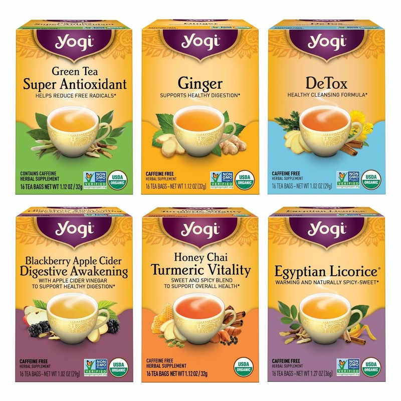 Yogi Digestion & DeTox Sampler Pack (6 Pack) – Wellness 16 Count (Pack of 6)