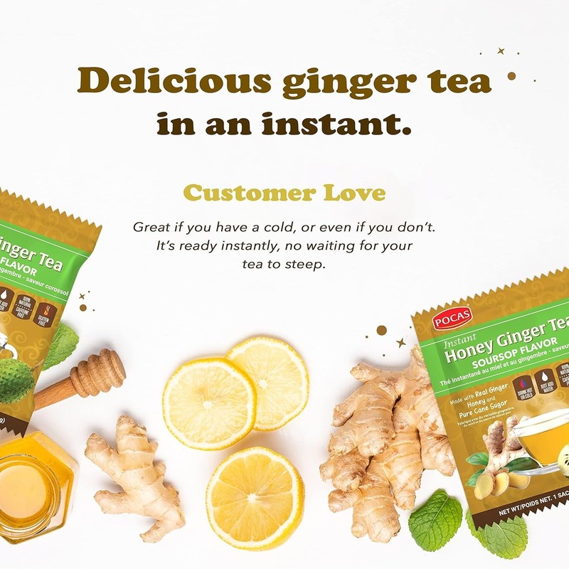 Pocas Honey Ginger Instant Tea Powder, Soursop Flavor, Real Ginger Extract & Hon gallery