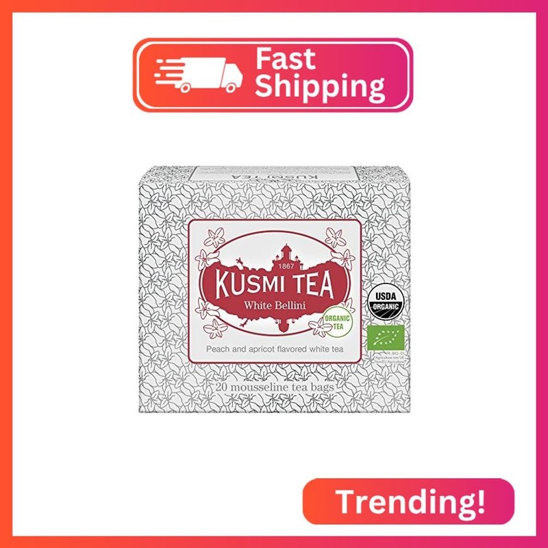 Kusmi Tea – White Bellini – Organic Blend of White Tea, Peach & Apricot – Organi