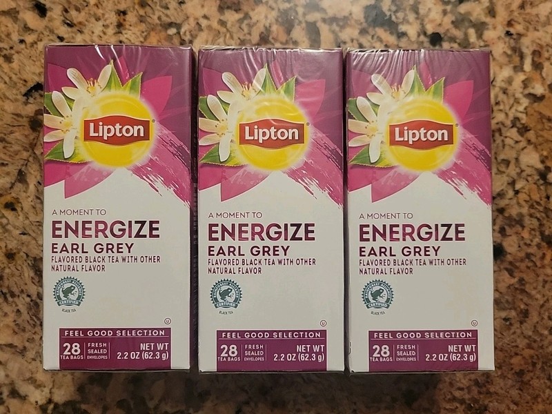 3 Boxes Lipton ENERGIZE Earl Grey Tea 84 Bags. Beverage Exp: 12/2025 – NEW –